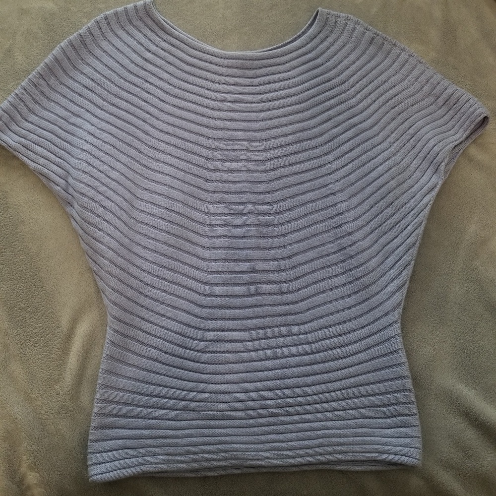 Periwinkle Ribbed Short Sleeve Cocoon Top